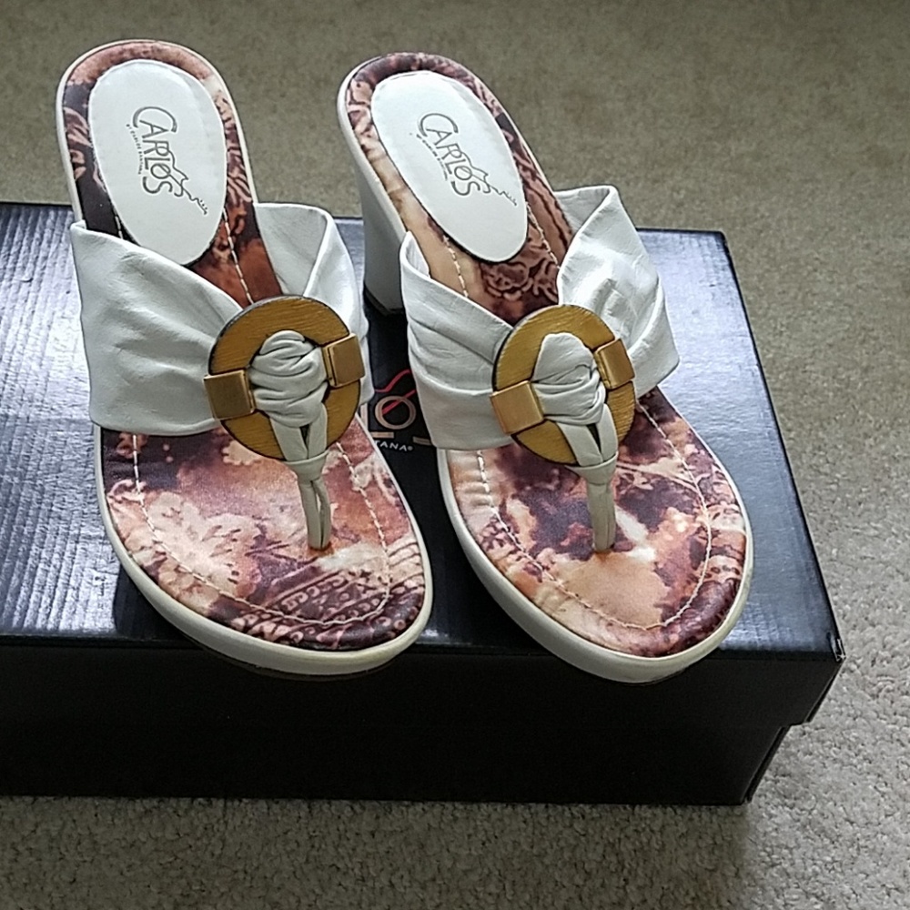 Carlos Santana white wedge sandal